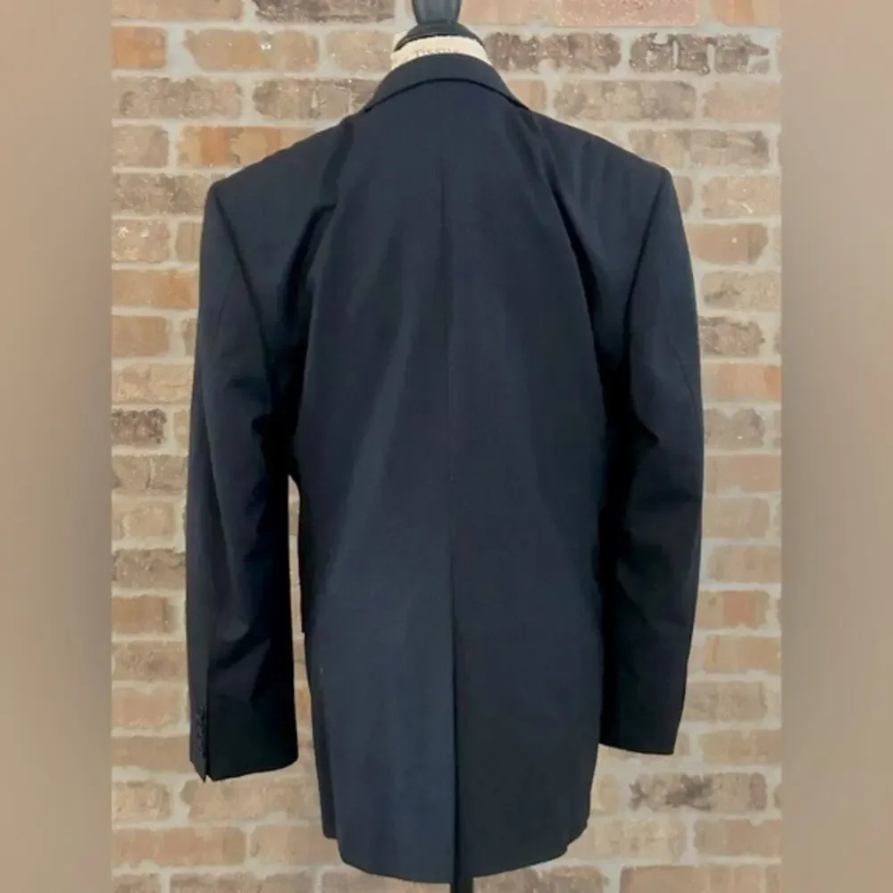 Brooks brothers 346 stretch navy blue wool sports coat blazer size 40R striped